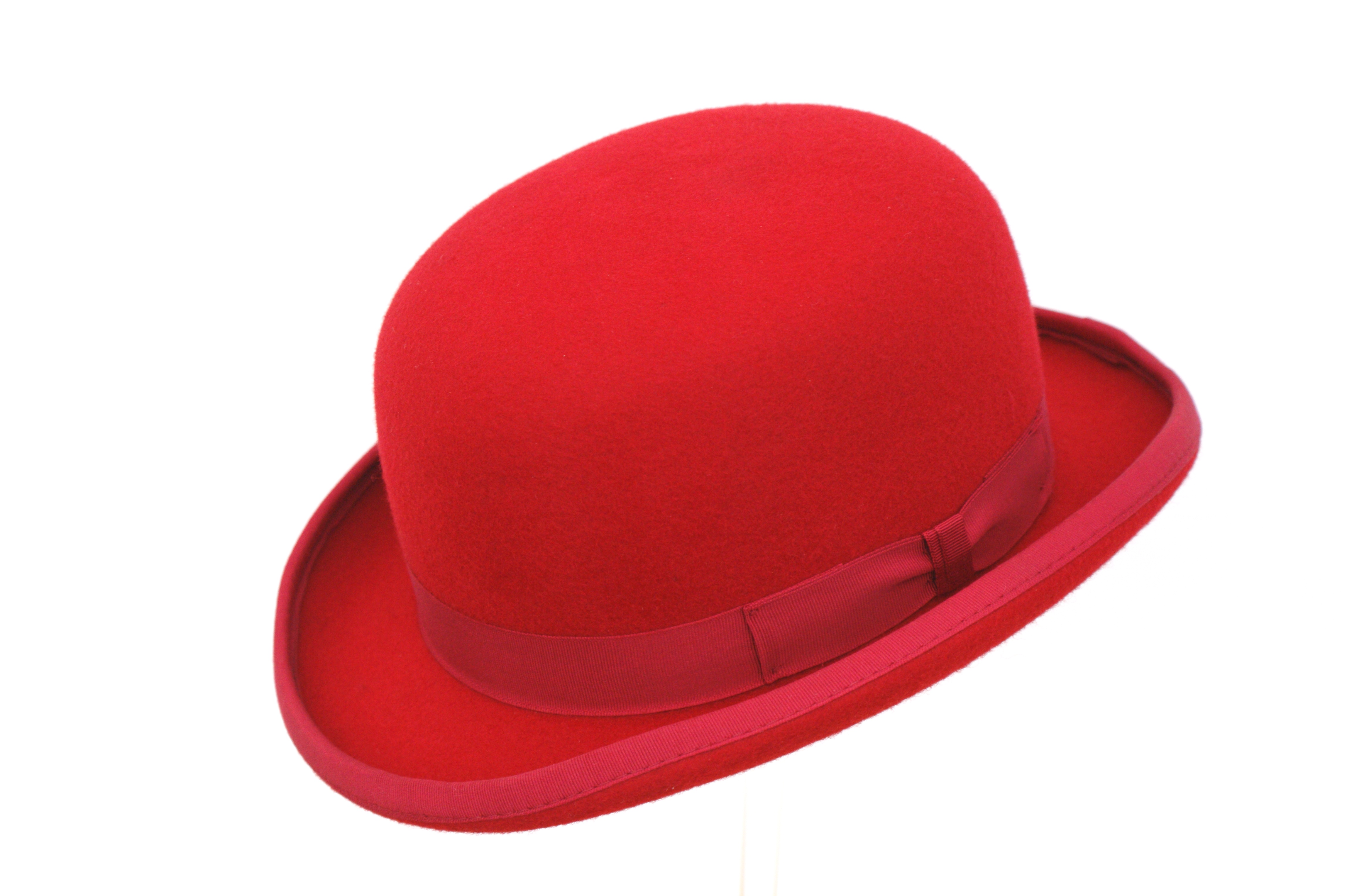 Red Wool Bowler - Denton Hats