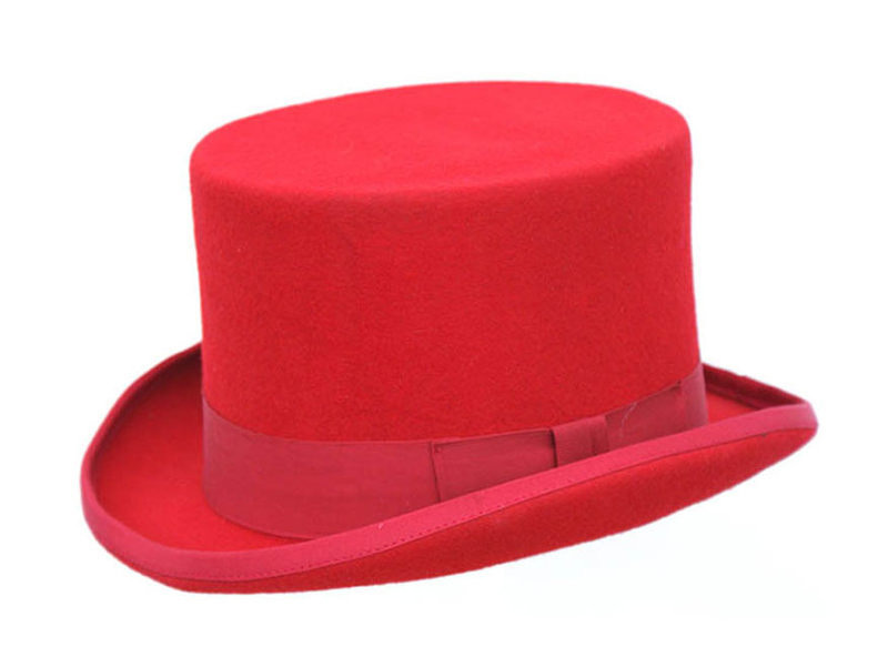 Red-Wool-Top-Hat - Denton Hats