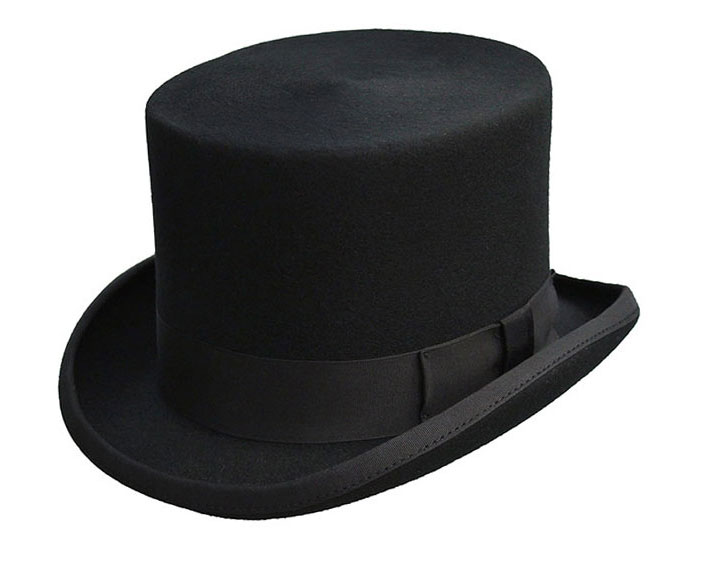 Black Formal Wool Top Hat - Denton Hats