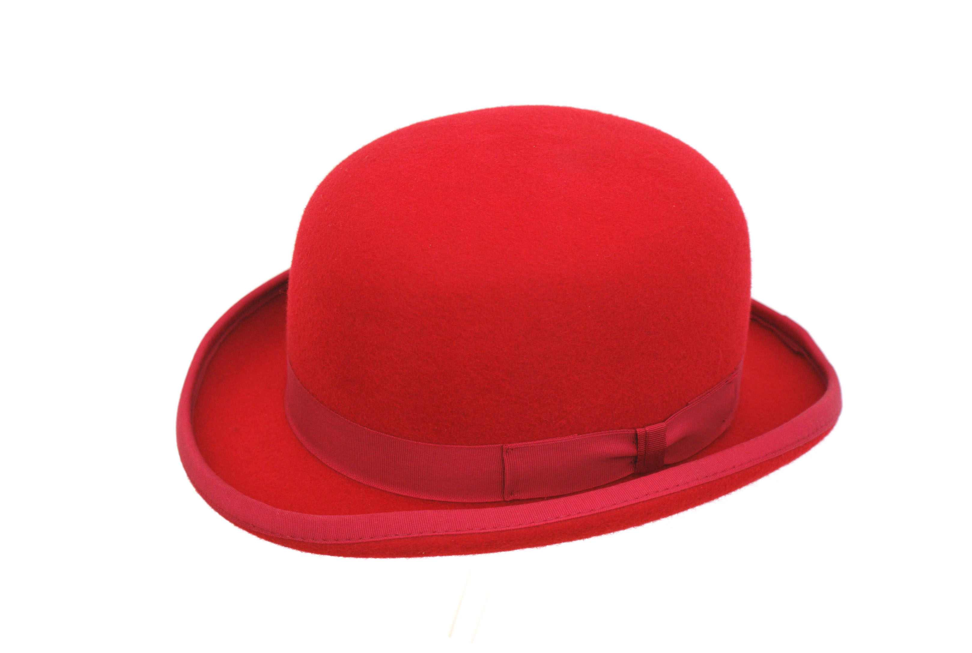 Red Wool Bowler - Denton Hats