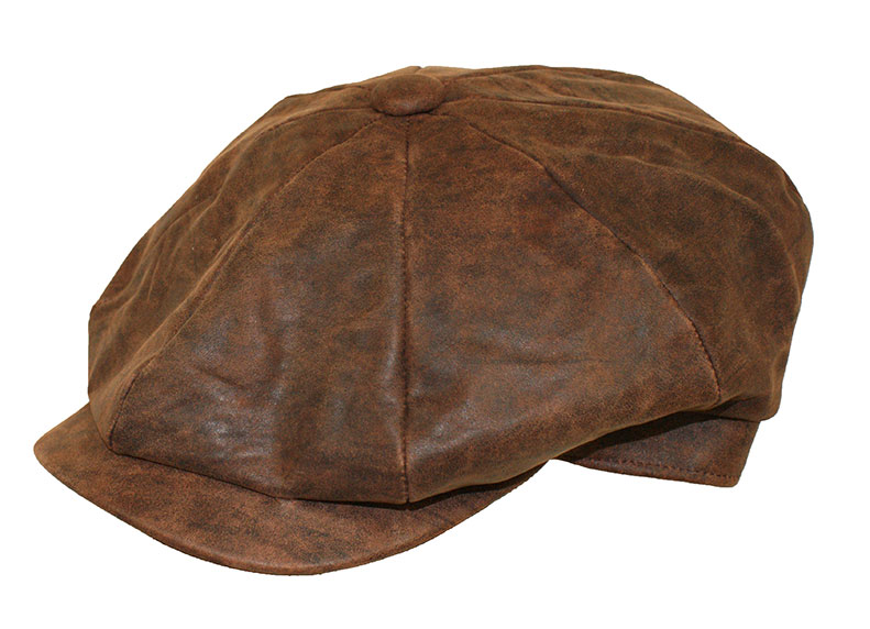 Gatsby 8 Piece Distressed Leather Cap - Denton Hats